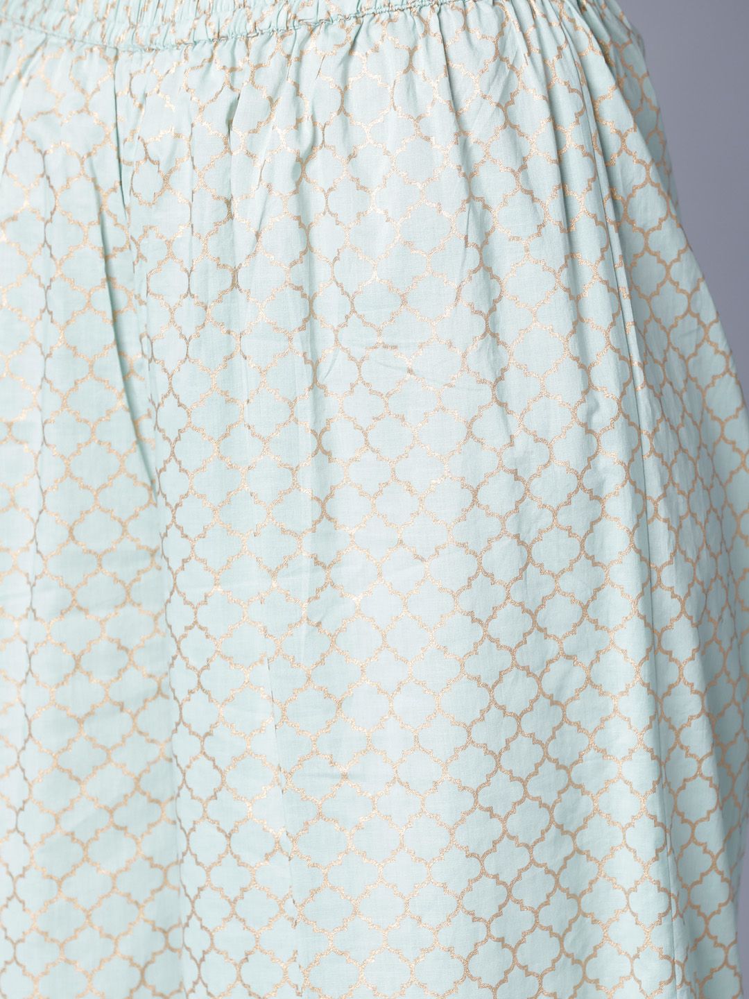 Vishudh Women Turquoise Blue & Gold-Toned Printed Kurta with Palazzos
