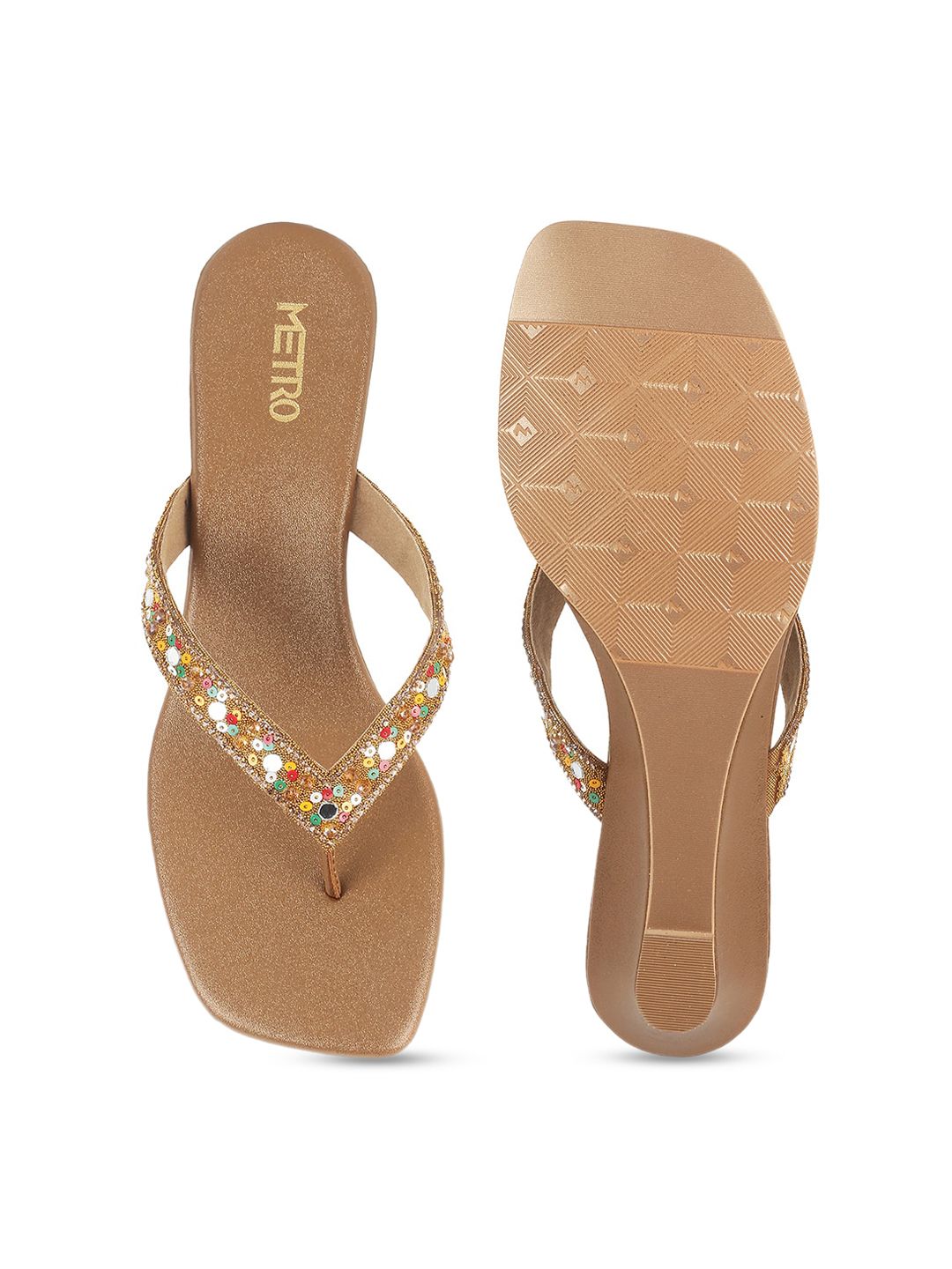 Metro Embellished Open Toe Wedge Heels
