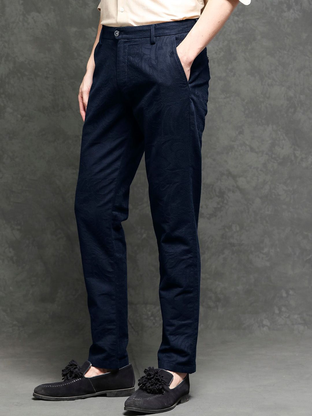 RARE RABBIT Men Jeck-2 Mid-Rise Slim Fit Cotton Trouser