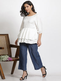 W Women Straight Fit Mid-Rise Pleated Culottes Trousers