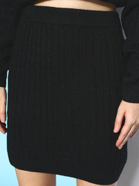 Berrylush Women  Black Solid Top with  Skirt