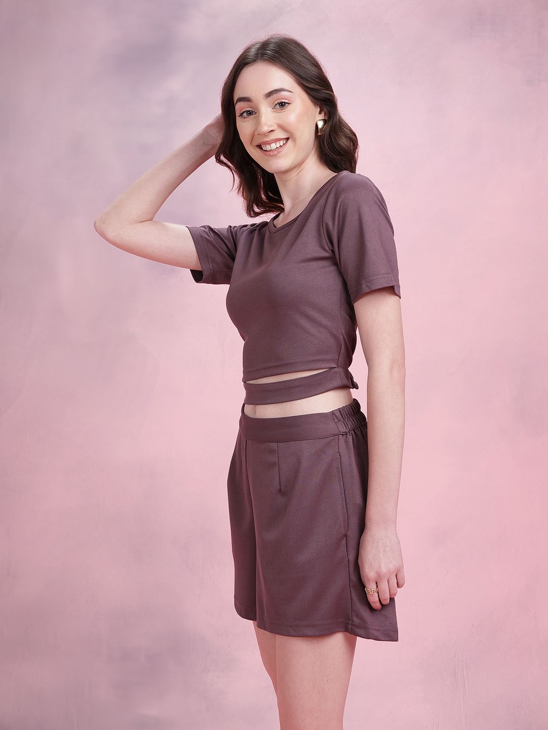 DressBerry Cut-out Detail Top with Shorts Co-Ord Set