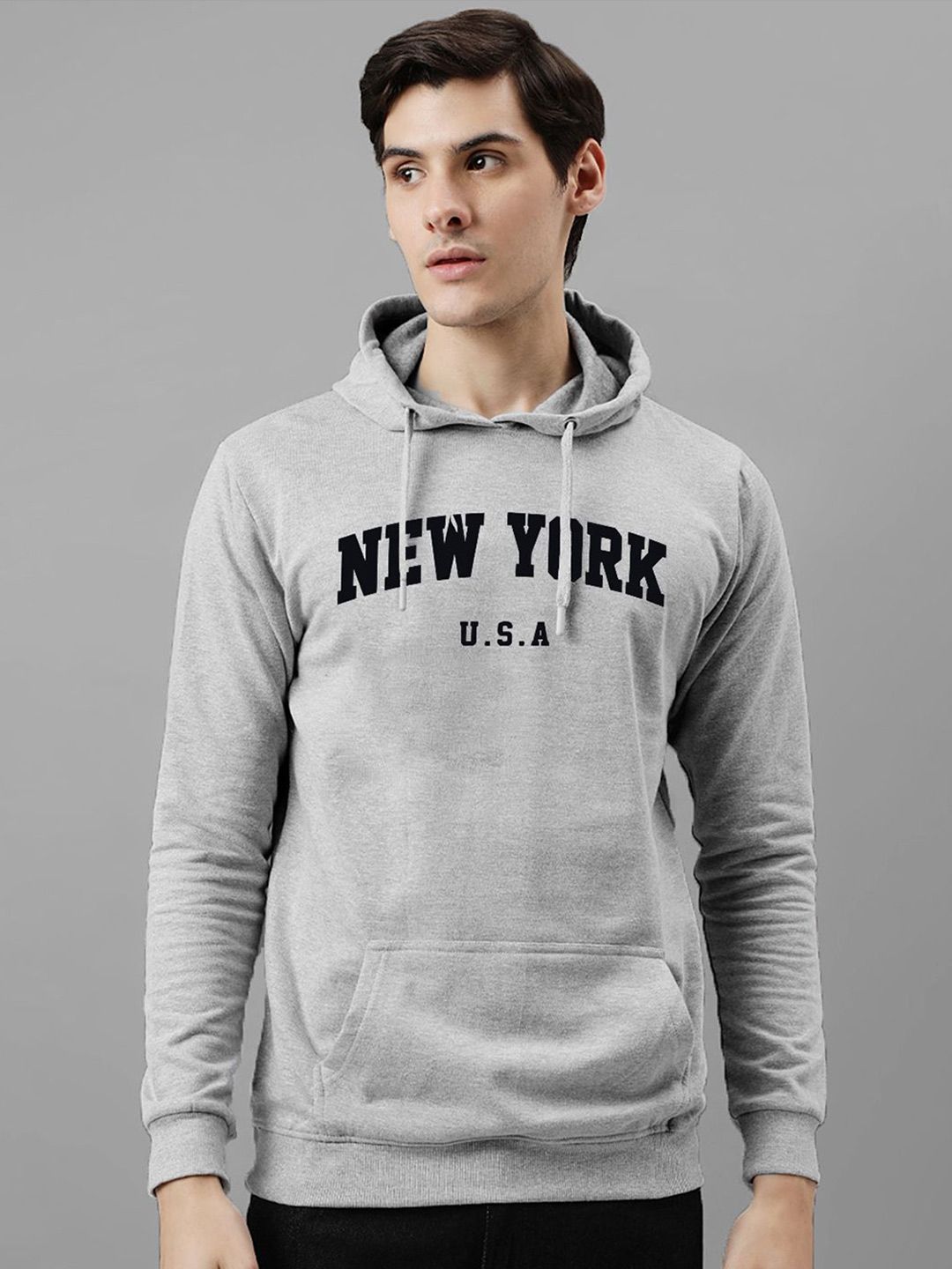 ADRO Men Printed Hooded Pullover Sweatshirt