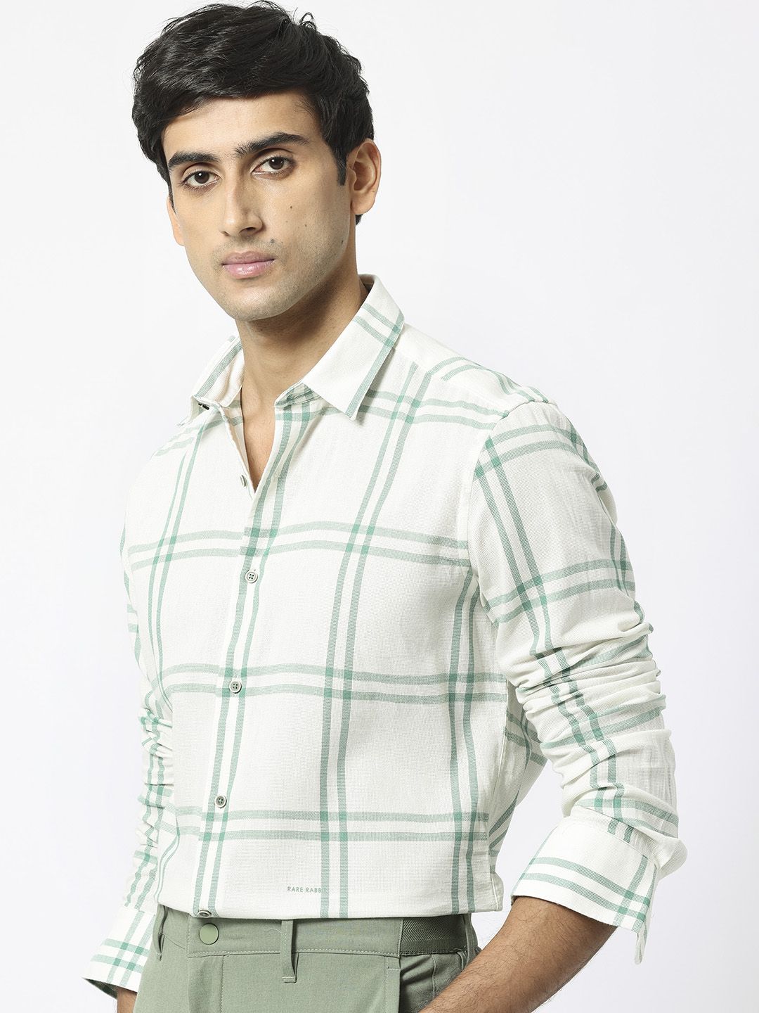RARE RABBIT Men Solan Slim Fit Tartan Checked Cotton Shirt