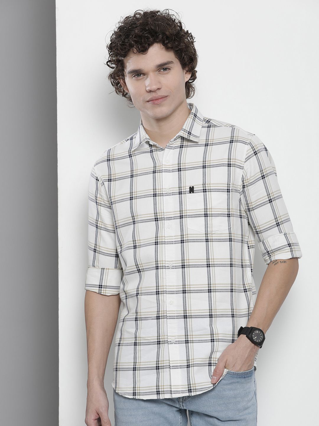 The Indian Garage Co Men Checked Pure Cotton Casual Shirt
