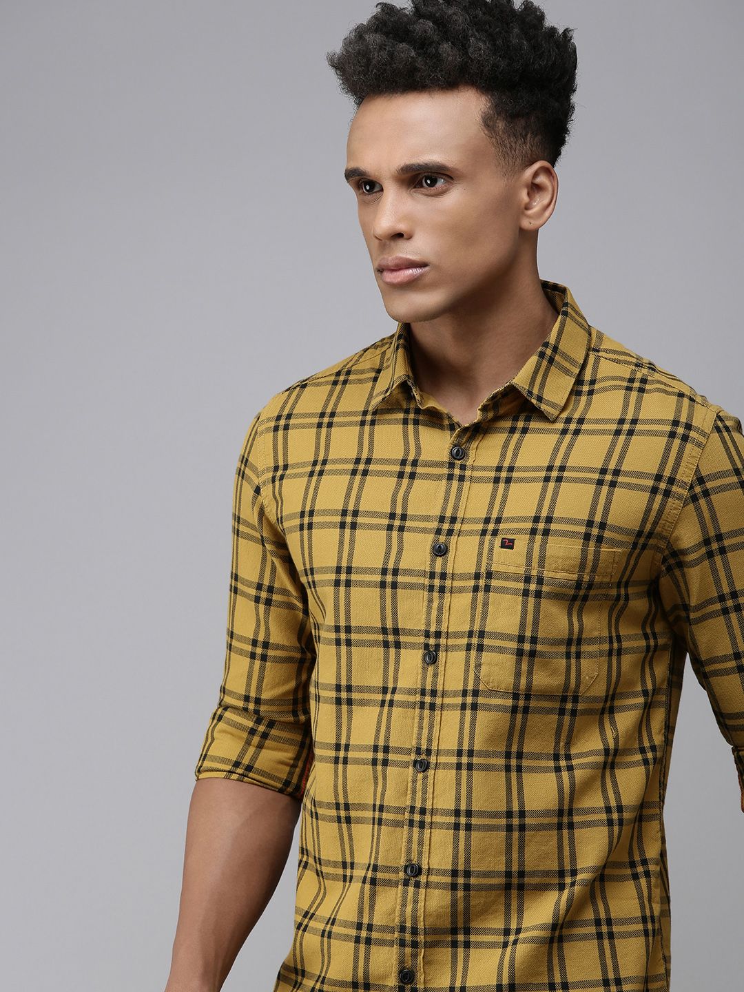 SPYKAR Pure Cotton Slim Fit Checked Casual Shirt