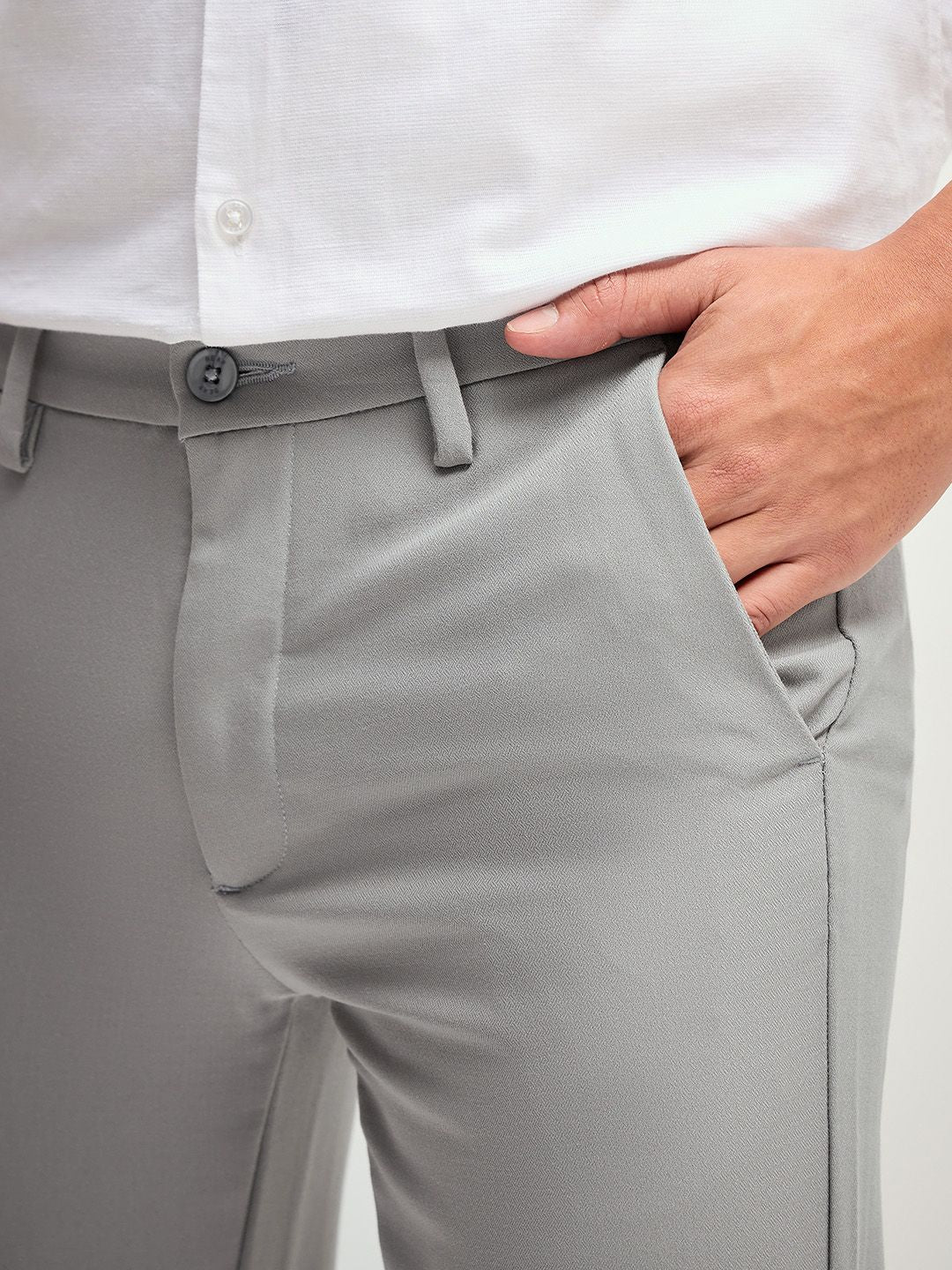 THE BEAR HOUSE Men Solid 4 Way Stretch Formal Trouser