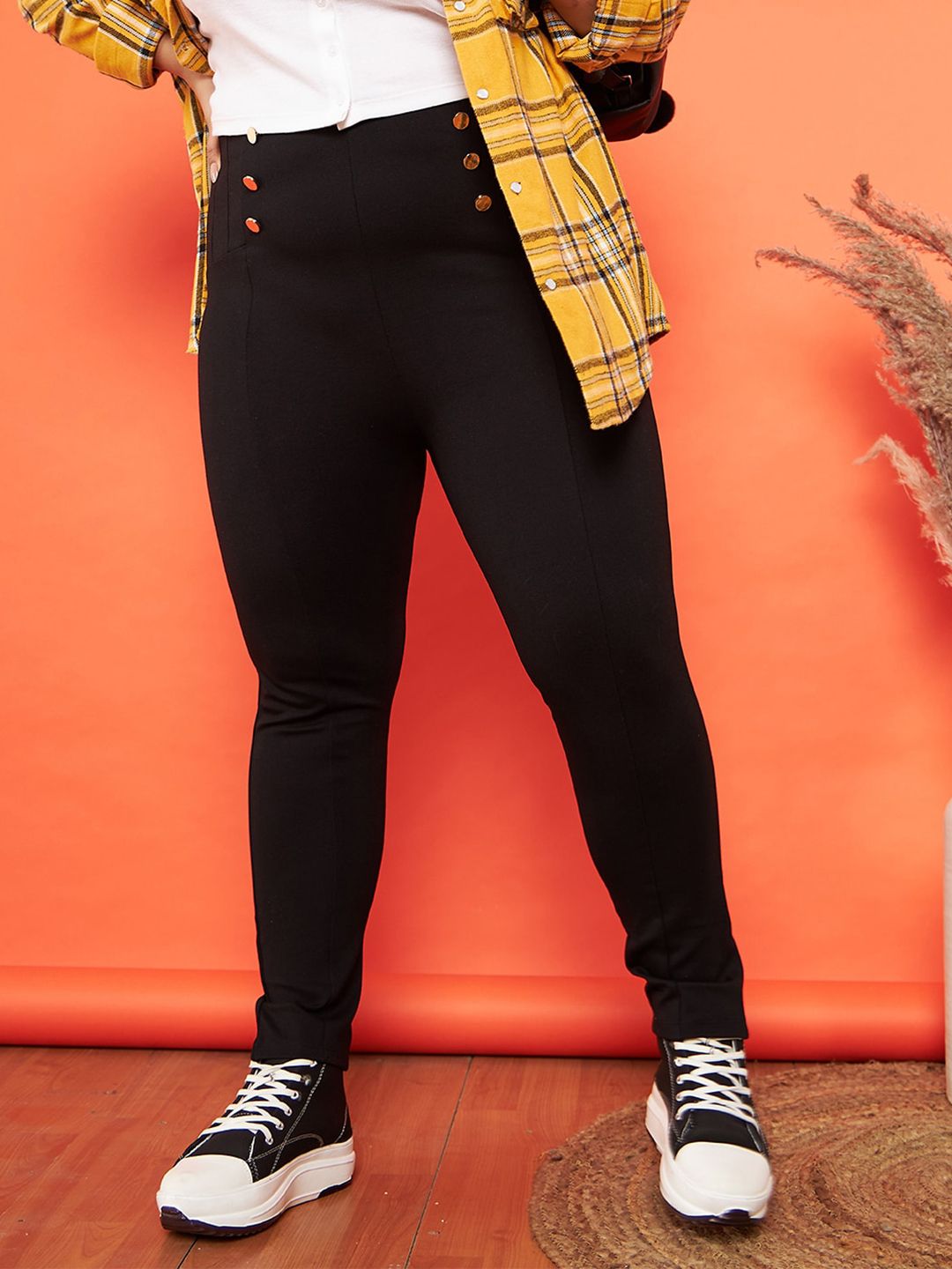 SASSAFRAS Curve Women Plus Size High Waist Jeggings