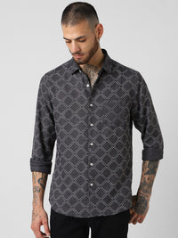 VASTRADO Men Classic Slim Fit Geometric Printed Casual Shirt