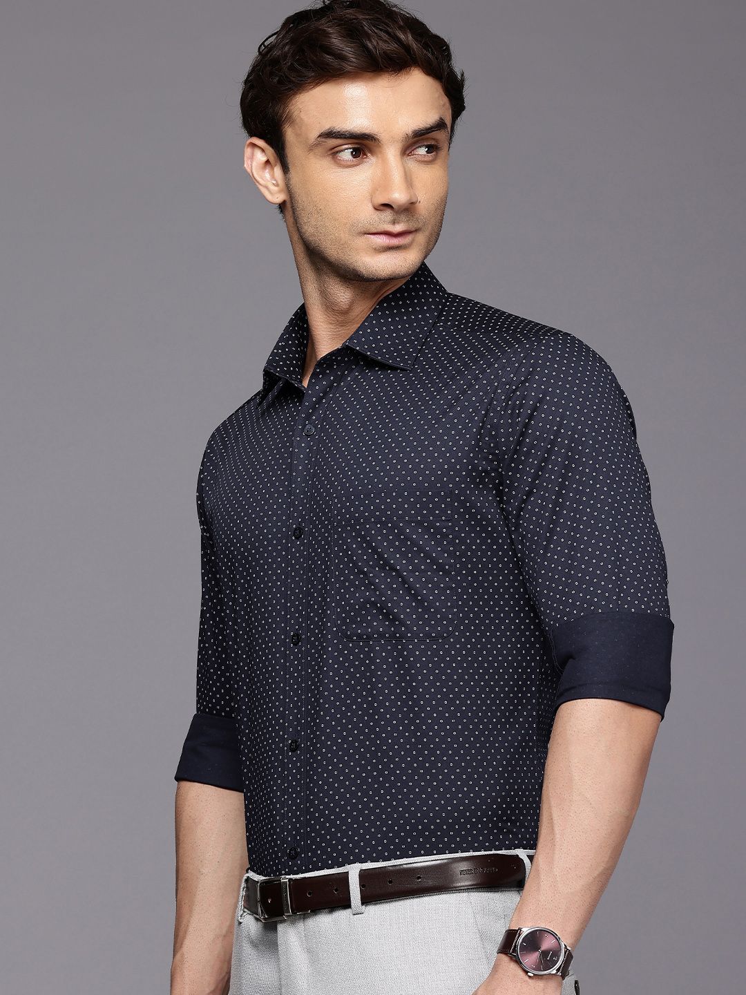 Raymond Pure Cotton Slim Fit Opaque Printed Formal Shirt