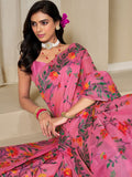 KALINI Pink Pure Cotton Woven Design Sarees
