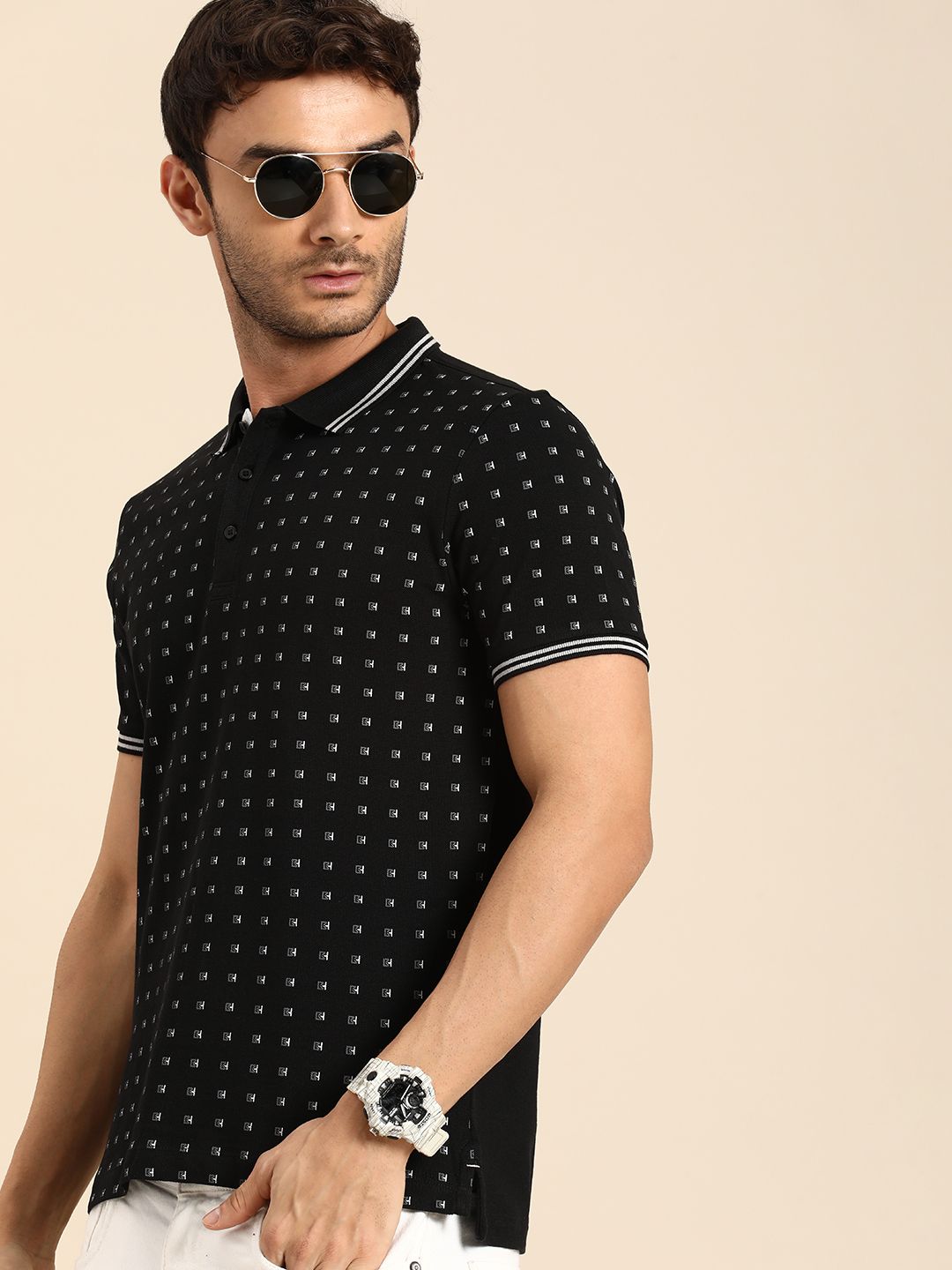 Being Human Pure Cotton Brand Logo Printed Polo Collar Casual T-shirt