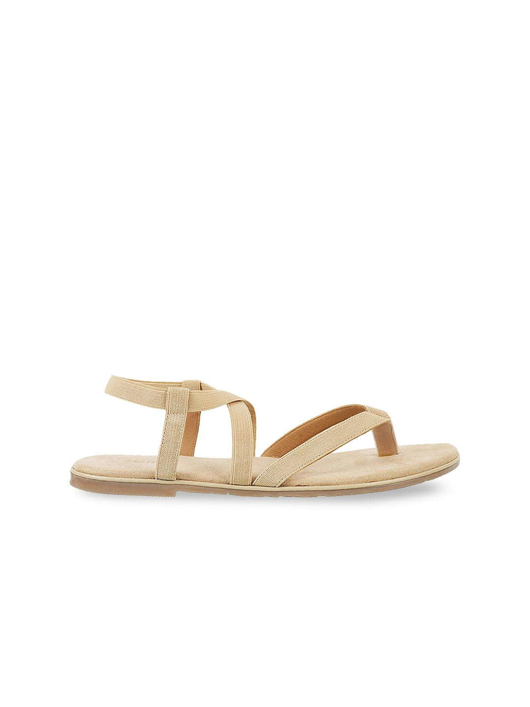 Metro Women Beige Solid Open Toe Flats