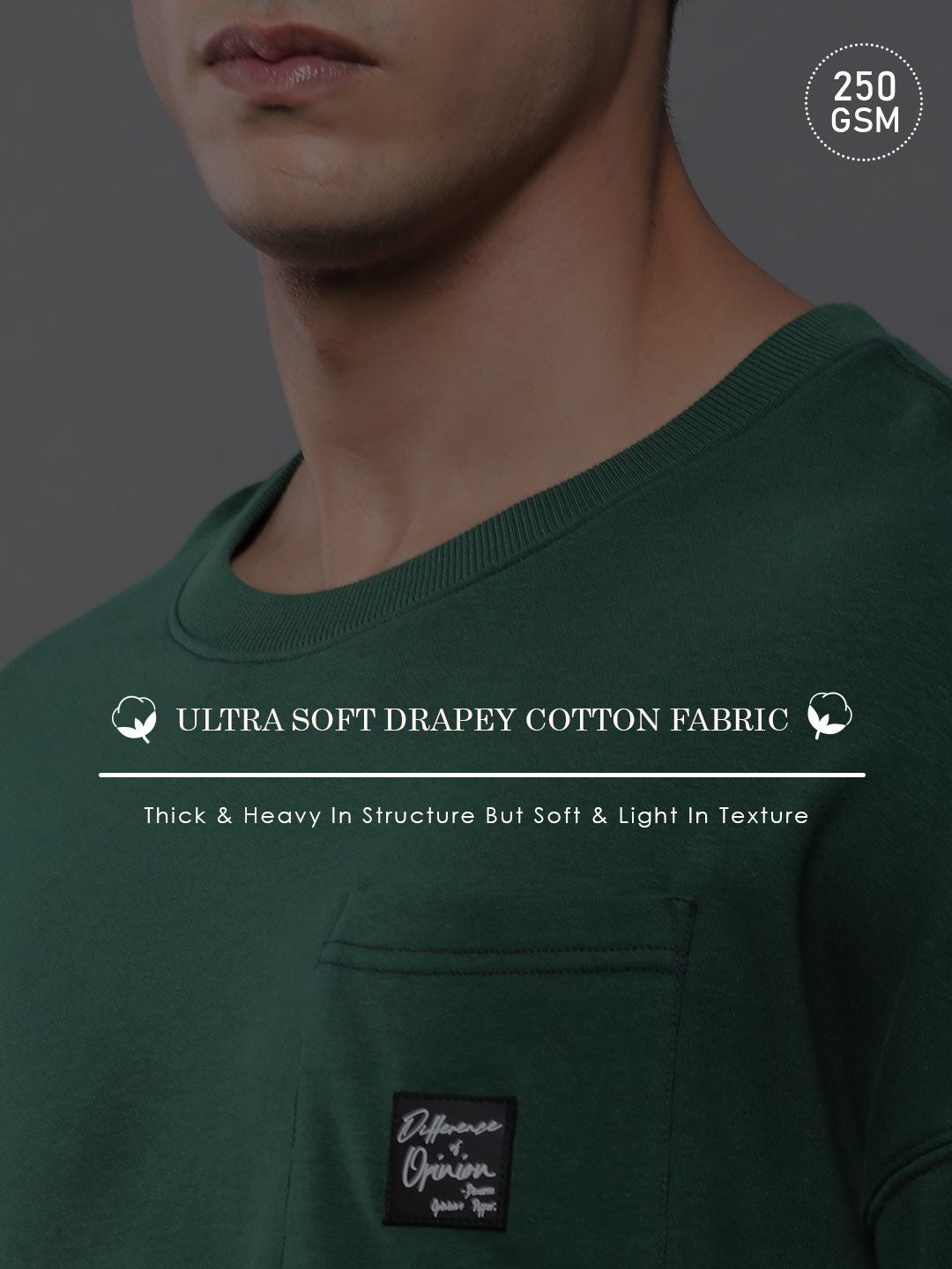 Difference of Opinion Men Oversized Drop Shoulder Ultra Soft Drapey Cotton T-Shirt