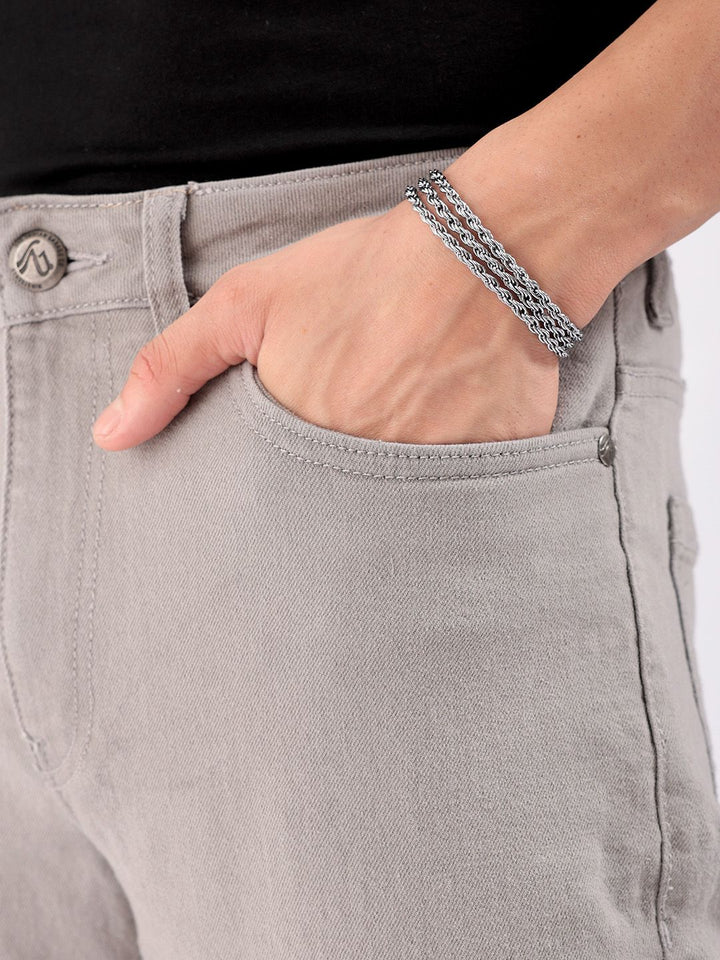 The Indian Garage Co Men Grey Slim Fit Mid-Rise Clean Look Jeans