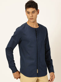 Thomas Scott Men Premium Cotton Linen Slim Fit Opaque Casual Shirt