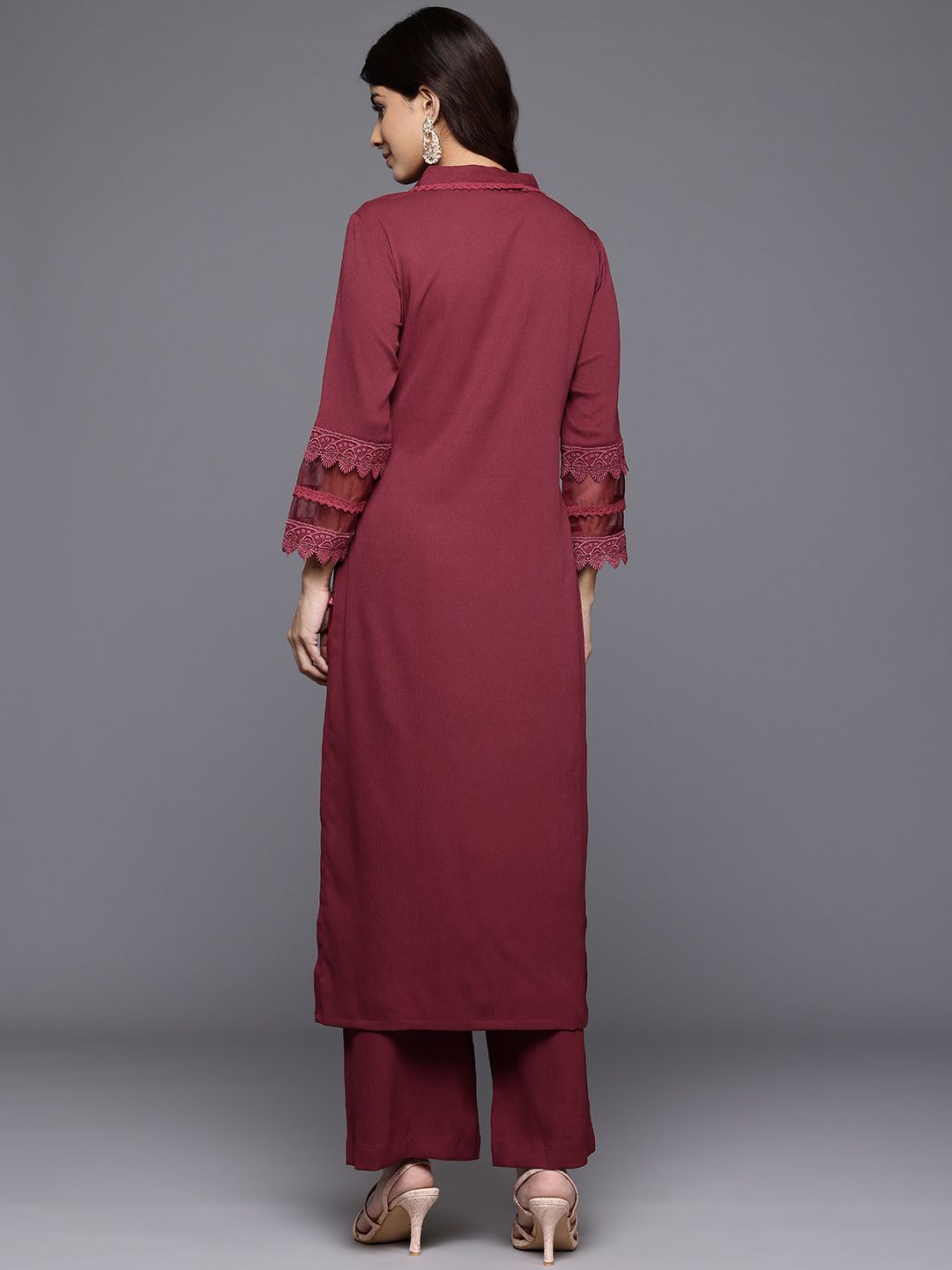 Varanga Laced Crepe Kurta With Palazzos