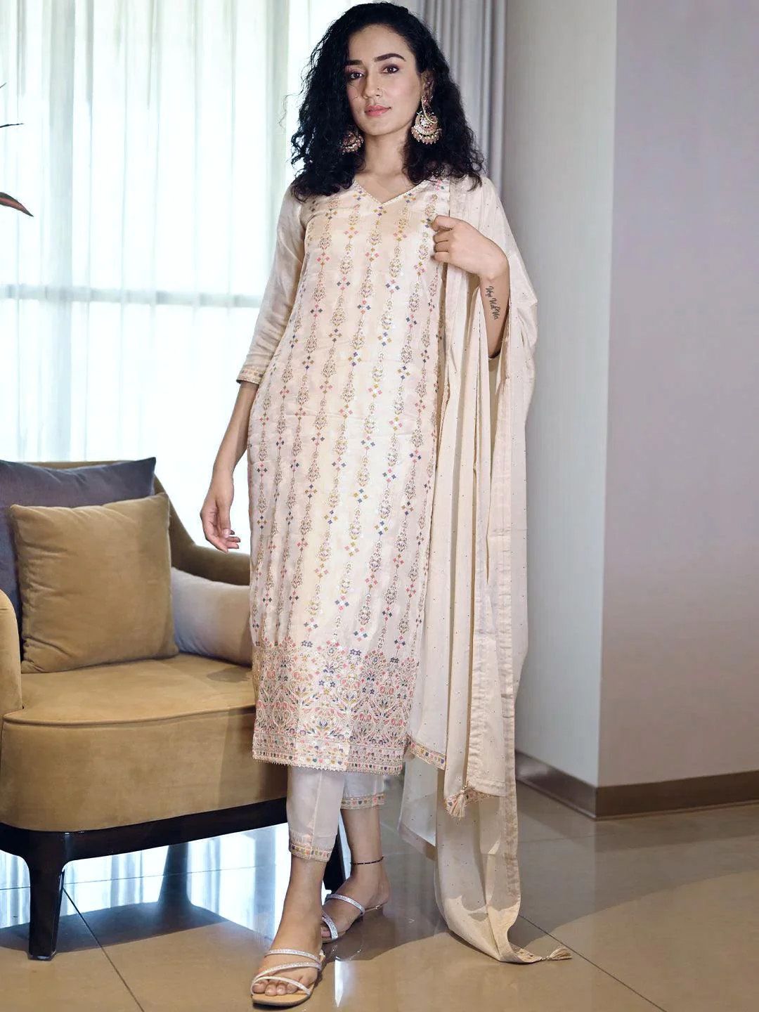 Libas Women Ethnic Motifs Regular Kurta with Trousers & Dupatta