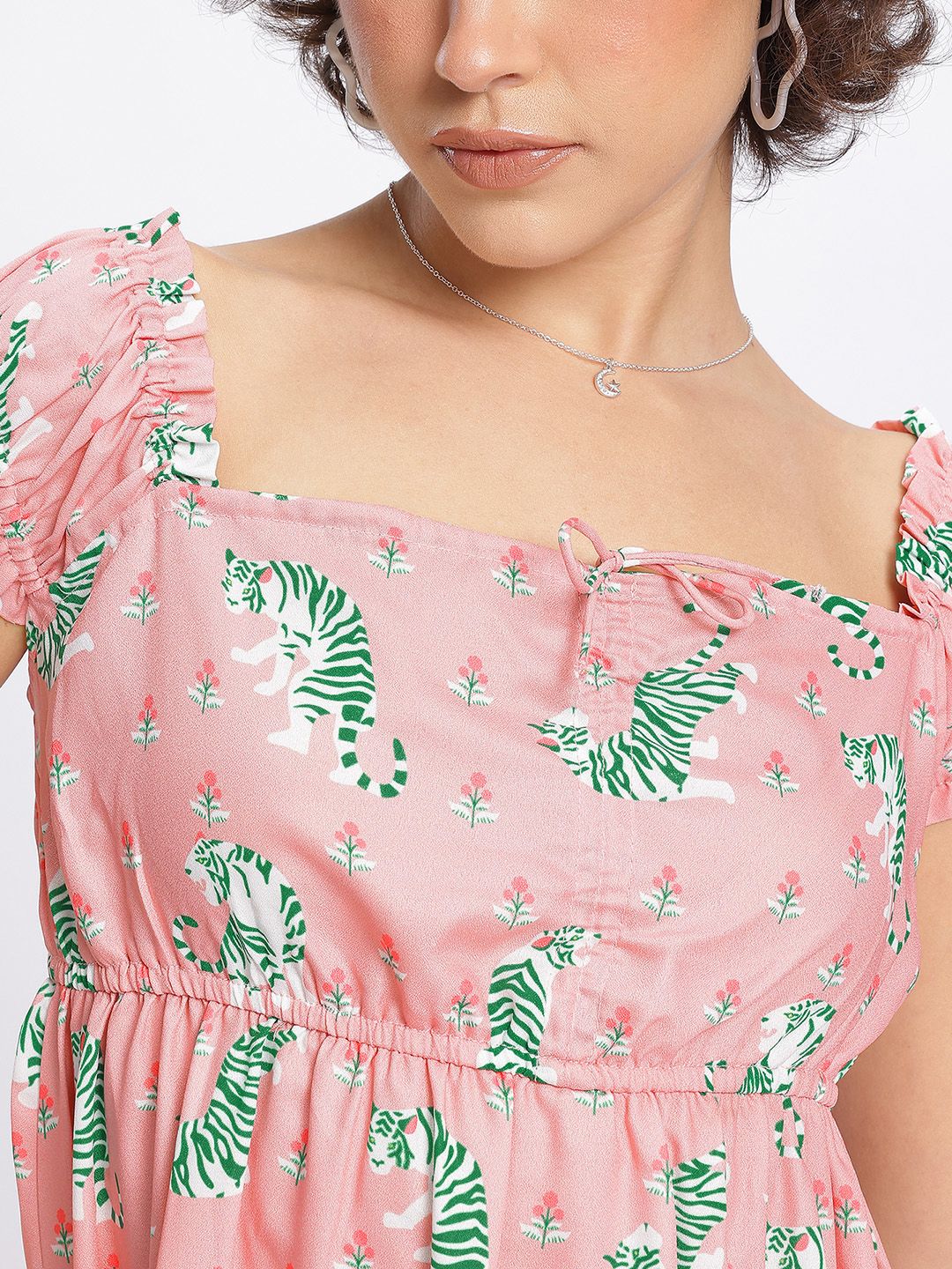 DressBerry Tiger Graphic Print Knee Length Dress