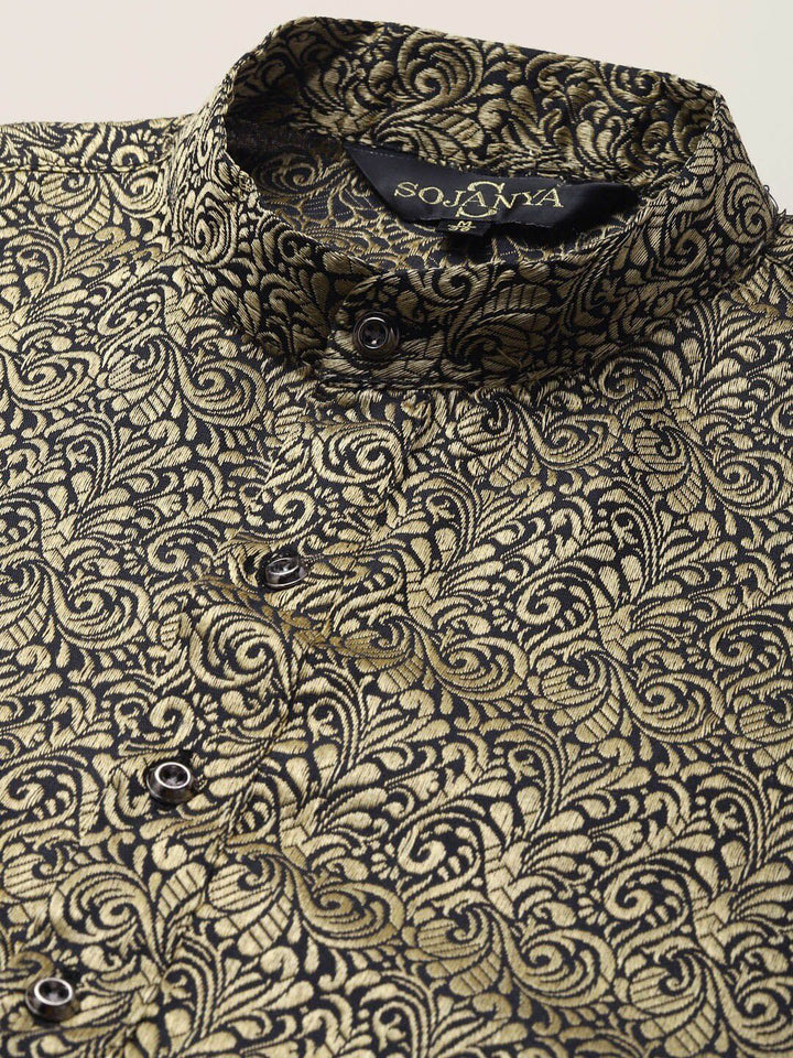 SOJANYA Ethnic Motifs Woven Design Mandarin Collar Kurta