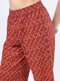 Vishudh Women Purple Ethnic Motifs Printed Panelled Pure Cotton Kurta with Palazzos & With Dupatta