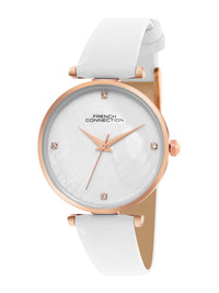 French Connection Women Mother of Pearl Dial &  Reset Time Analogue Watch FCN0147WL