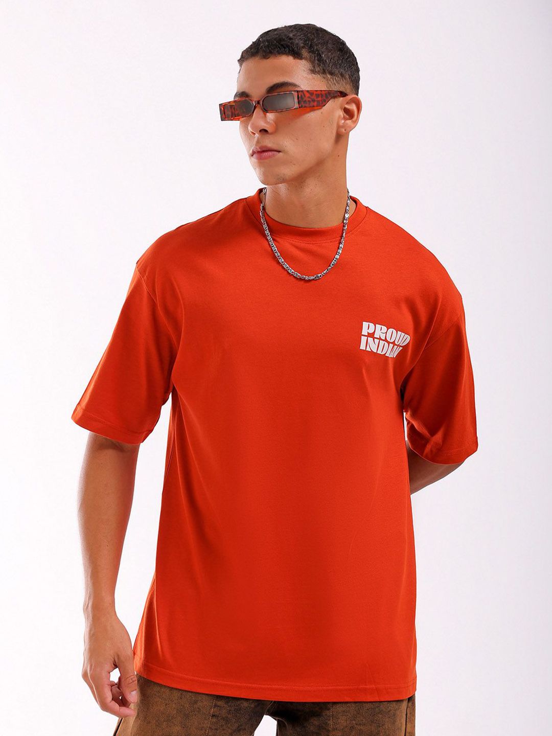 The Indian Garage Co Men Back Printed Boxy Oversized Round Neck T-shirt