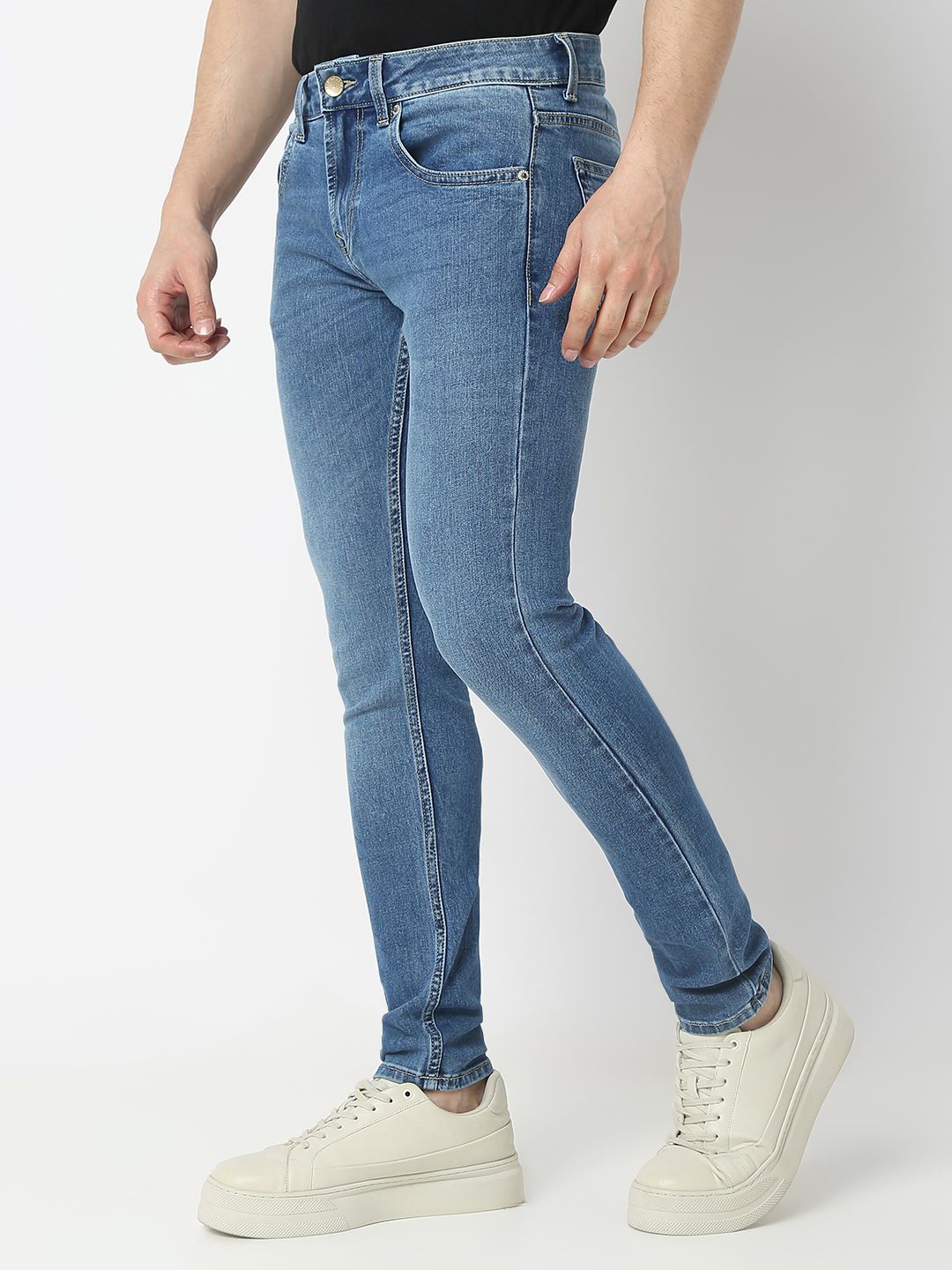 SPYKAR Men Super Skinny Fit Low-Rise Heavy Fade Stretchable Jeans