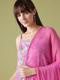 Anouk Ethnic Motifs Printed Lace Inserts Kurta with Sharara & Dupatta
