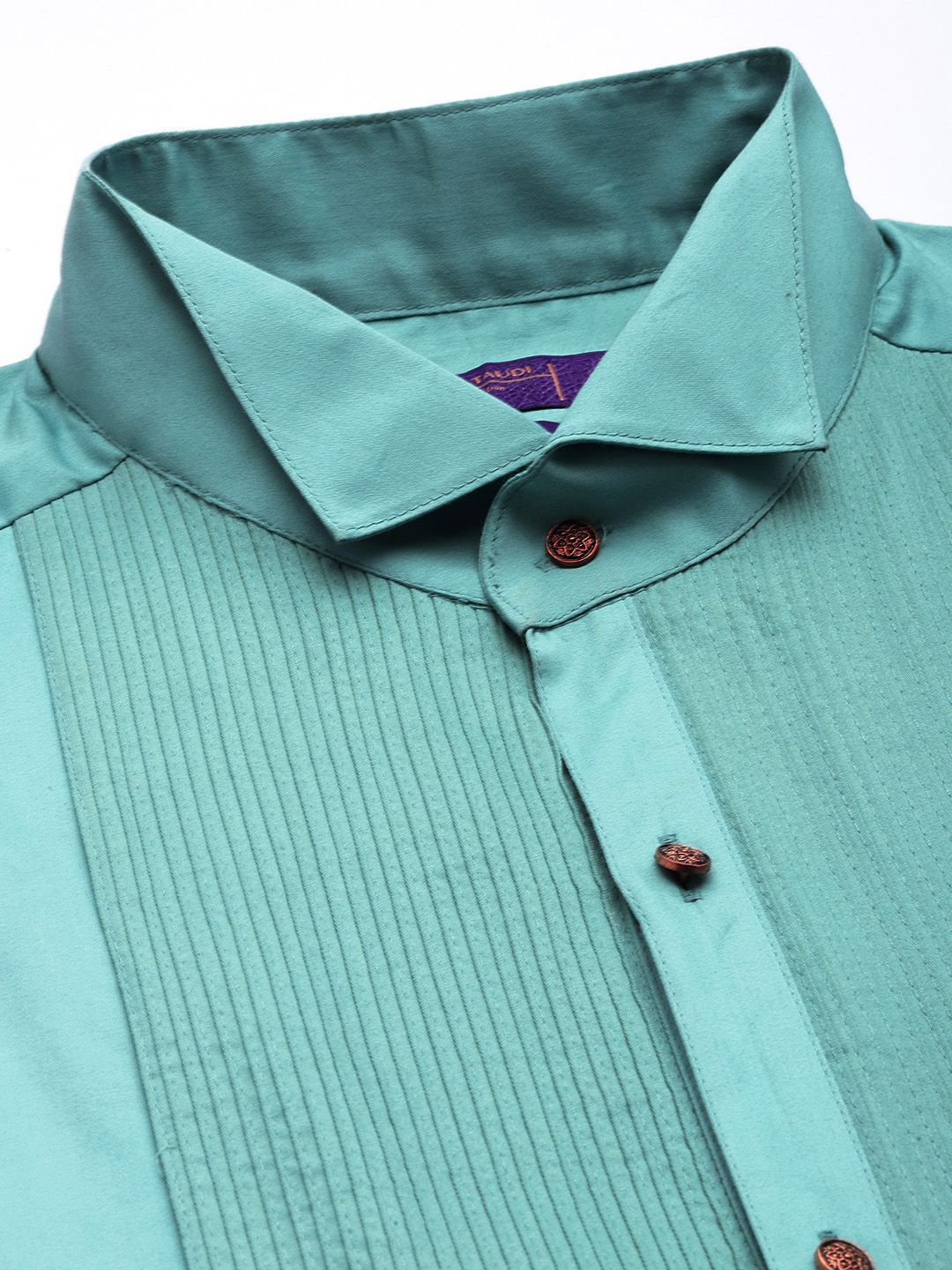 House of Pataudi Pure Cotton Pleated Wingtip Collar Party Shirt