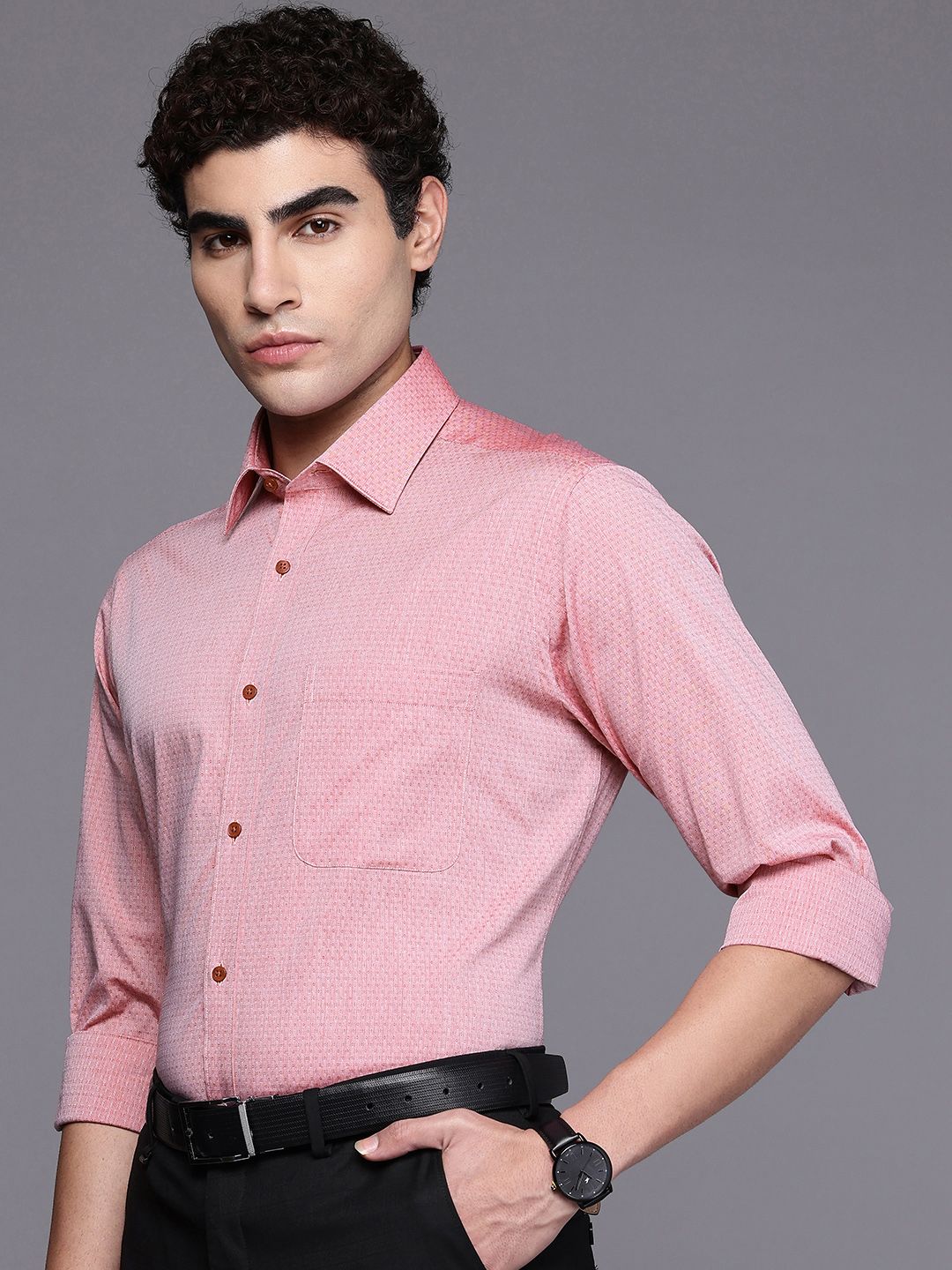 Raymond Pure Cotton Textured Slim Fit Formal Shirt
