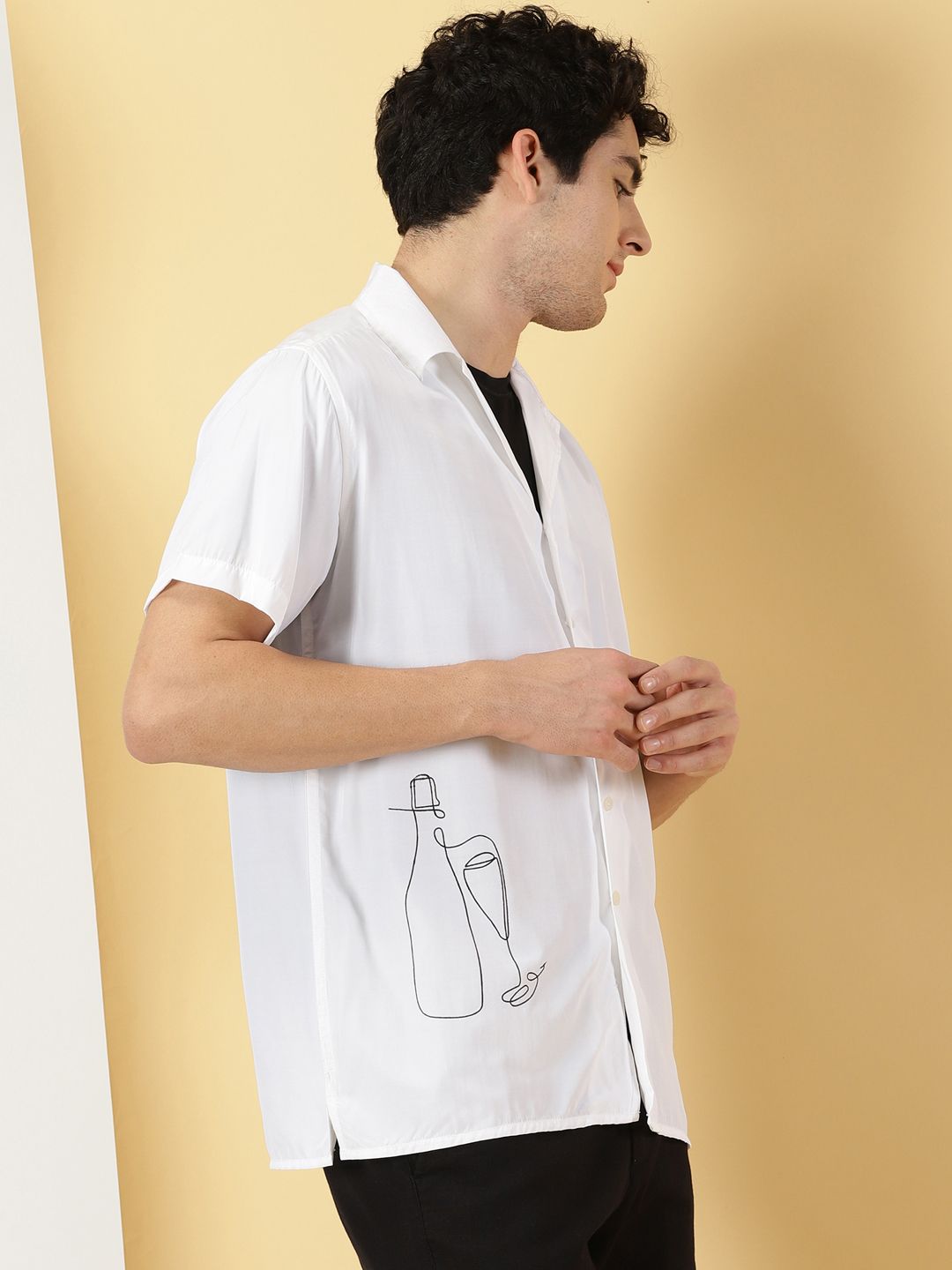 Thomas Scott Classic Spread Collar Short Sleeves Casual Shirt