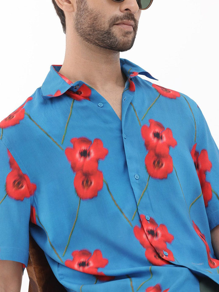 RARE RABBIT Men Bloomer Slim Fit Floral Printed Shirt