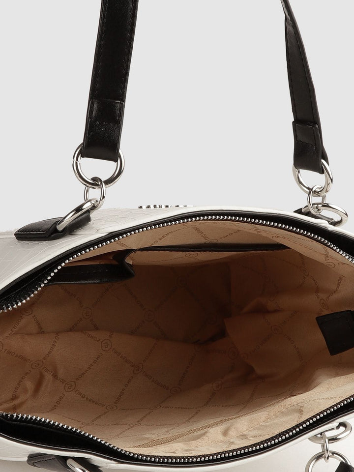 Lino Perros White Textured PU Structured Handheld Bag
