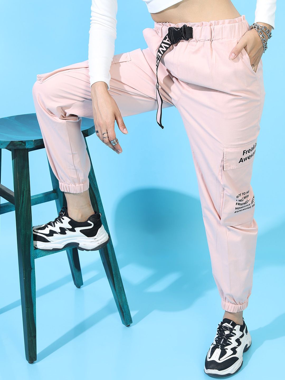 Tokyo Talkies Women Pink Joggers Trousers