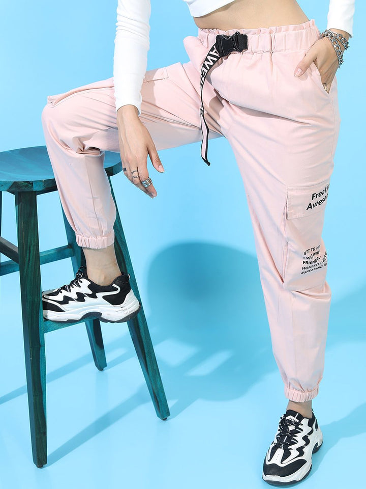 Tokyo Talkies Women Pink Joggers Trousers