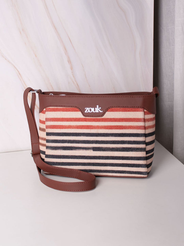 ZOUK Striped Structured Sling Bag