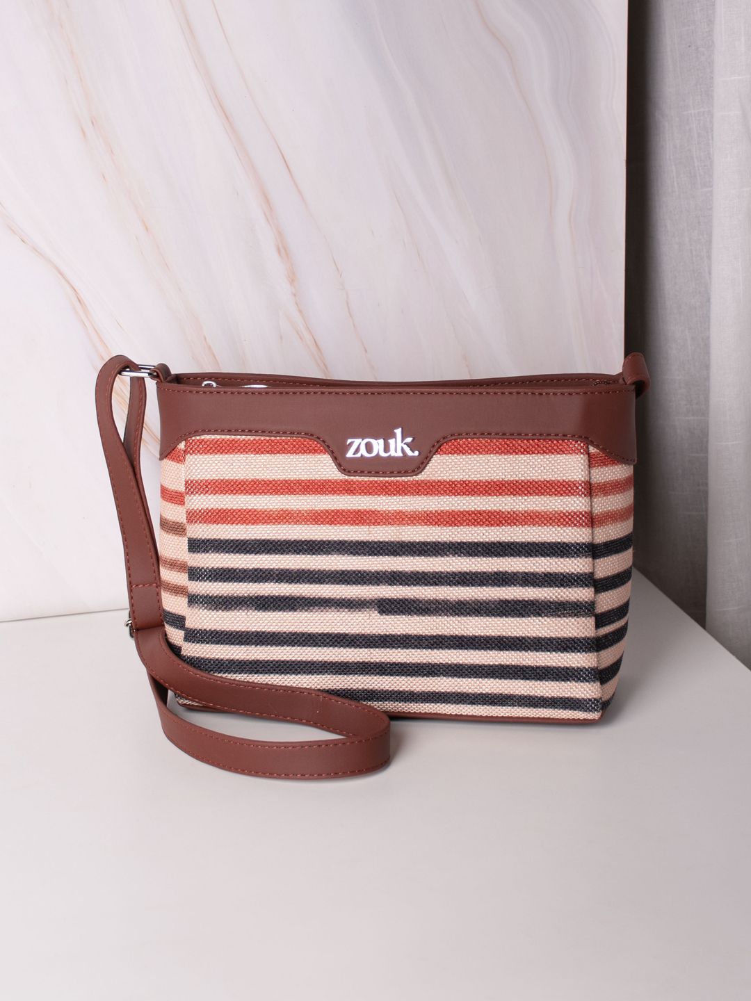 ZOUK Striped Structured Sling Bag