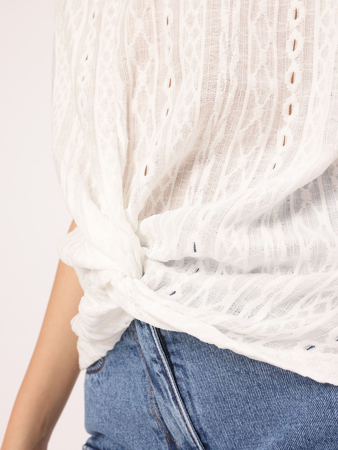 DressBerry Breezy Essentials Open Textured Knit Twisted Top