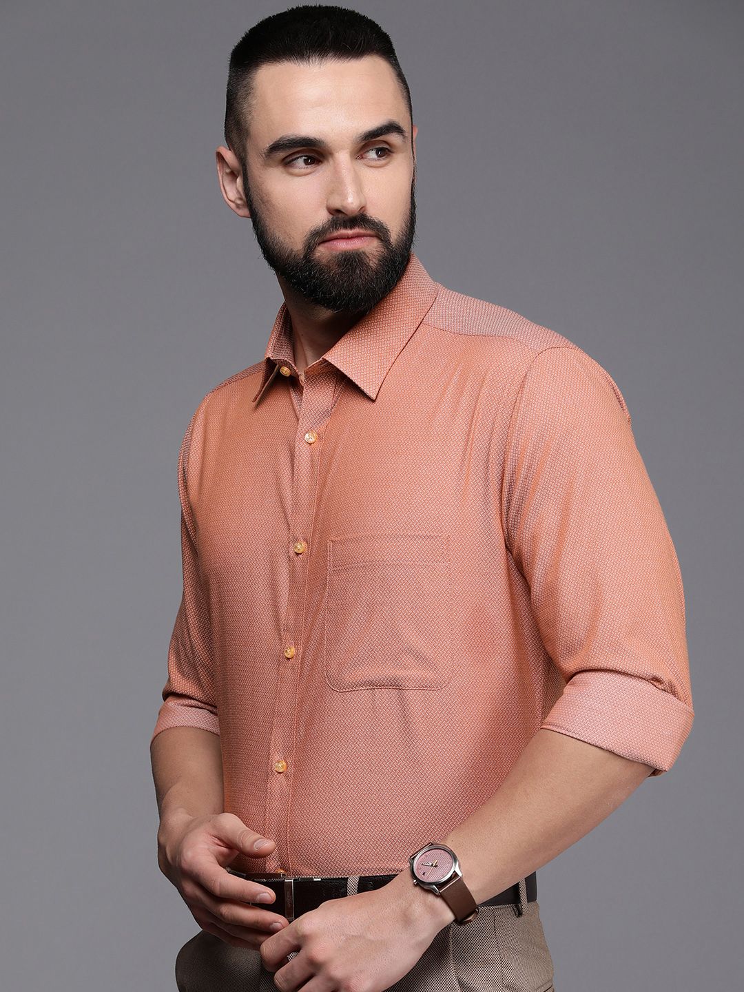 Raymond Slim Fit Pure Cotton Textured Formal Shirt
