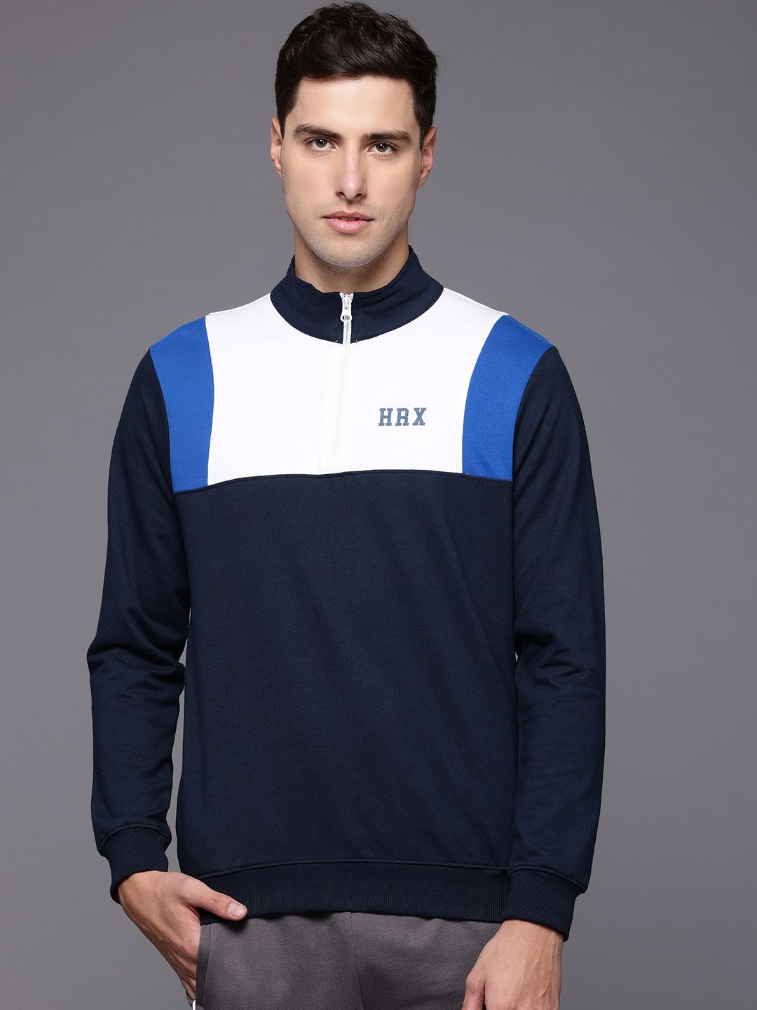 HRX by Hrithik Roshan Colourblocked Half Zipper Lifestyle Sweatshirt