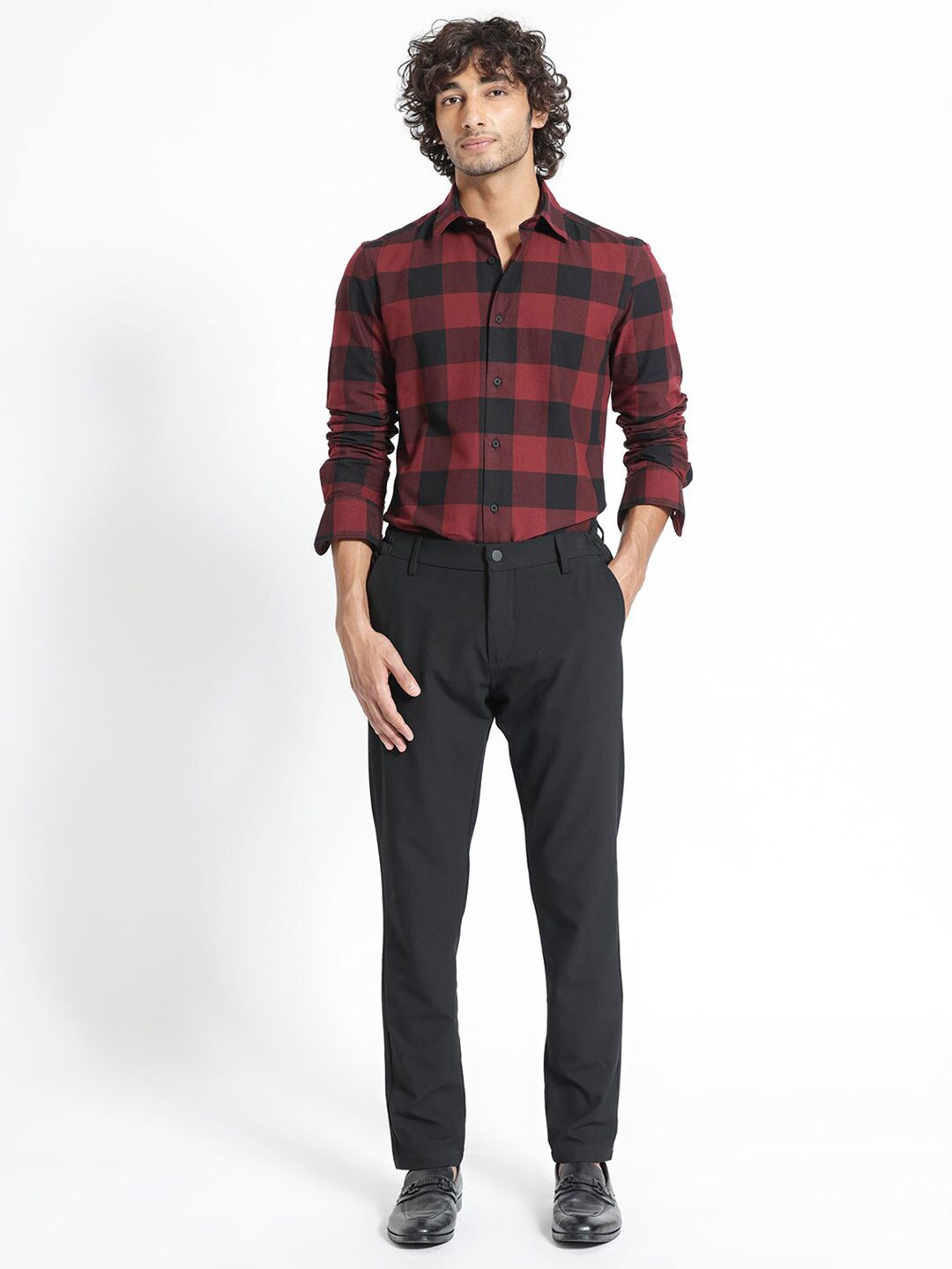RARE RABBIT Men Byre Slim Fit Checked Cotton Shirt