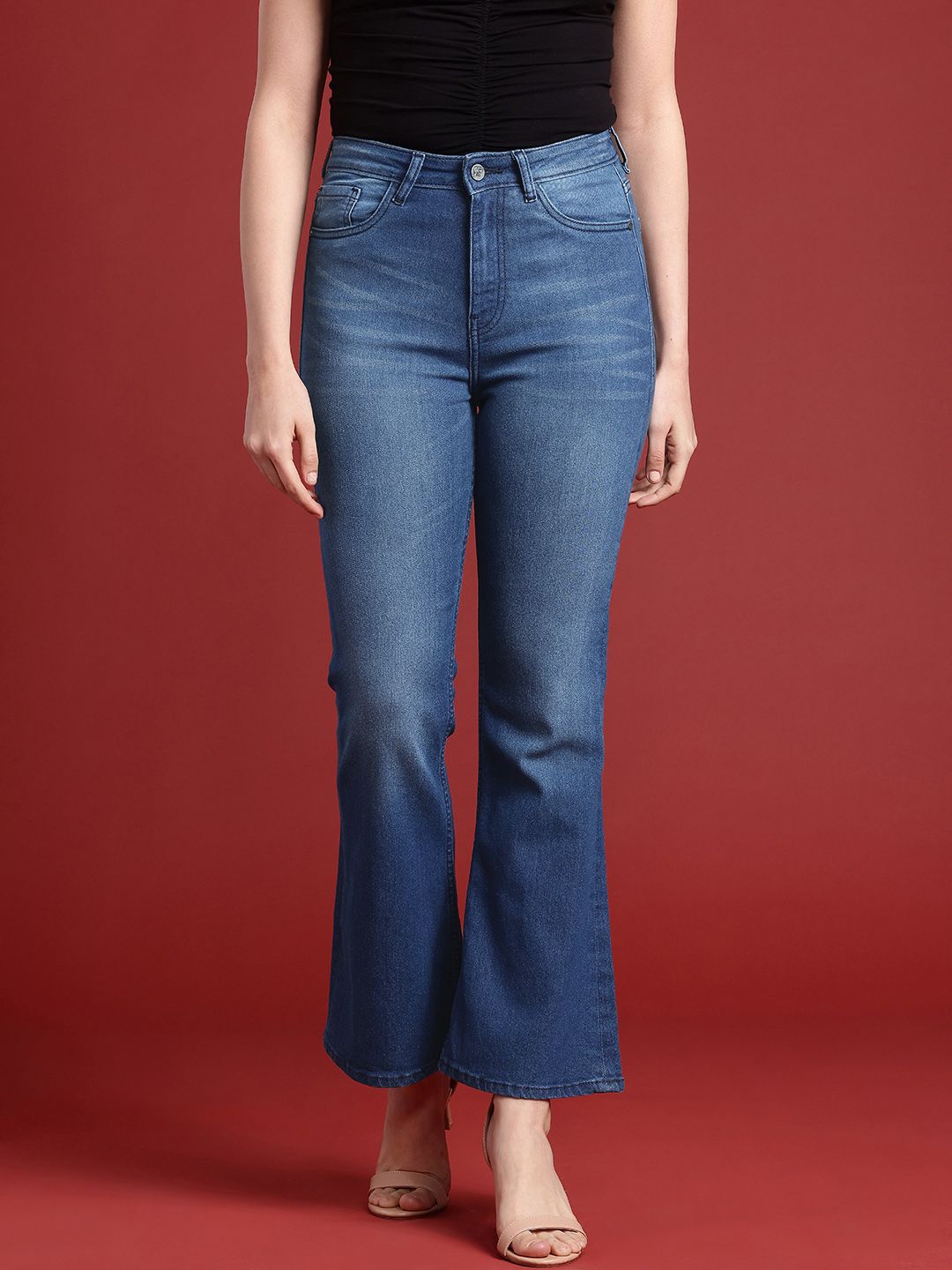 all about you Women Flared High-Rise Light Fade Stretchable Jeans