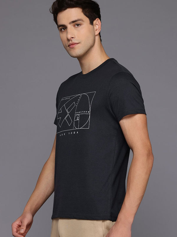 HRX oleh Hrithik Roshan dicetak T-shirt Yoga Kapas Pure