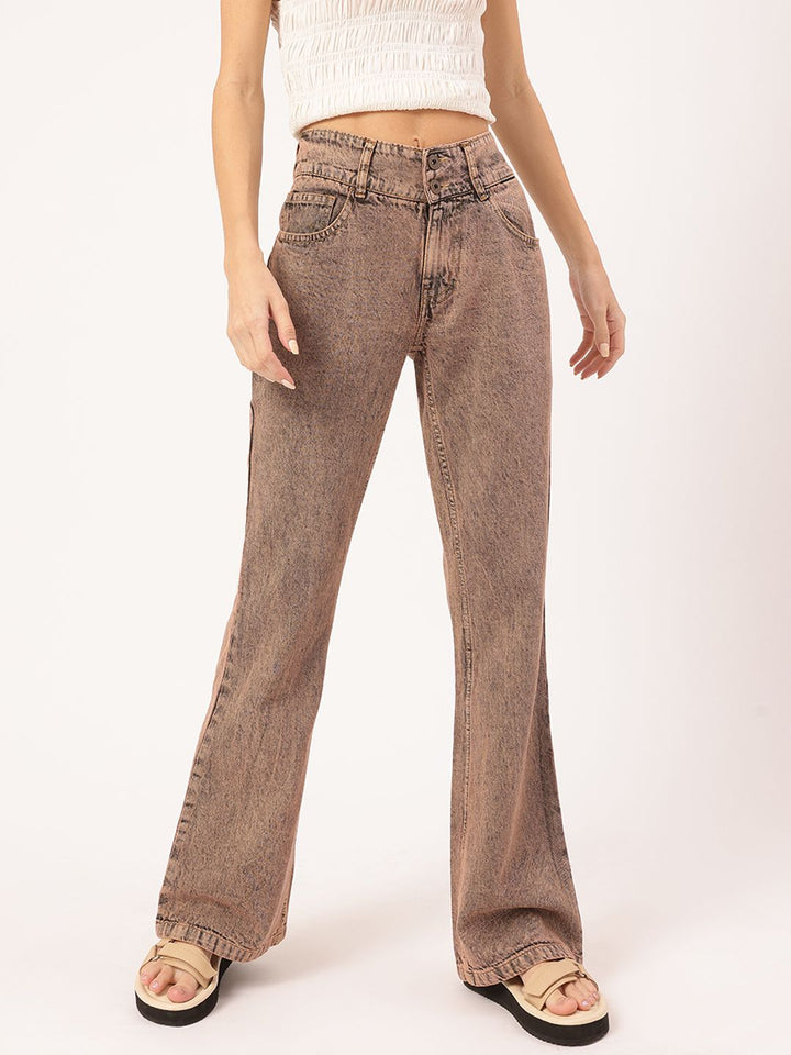 DressBerry Women Charming & Edgy Mid-Rise Bootcut Coloured Pure Cotton Jeans