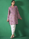 Anouk Floral Printed V-Neck Bell Sleeves Straight Kurta