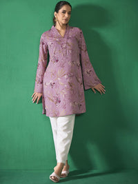 Anouk Floral Printed V-Neck Bell Sleeves Straight Kurta
