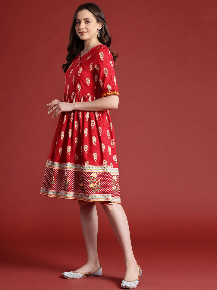 Anouk Ethnic Motif Printed Knee Length A-Line Ethnic Dress