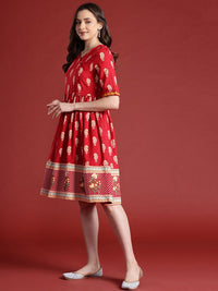 Anouk Ethnic Motif Printed Knee Length A-Line Ethnic Dress