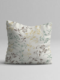 STITCHNEST Teal & Off White Set of 5 Ethnic Motifs Square Cushion Covers